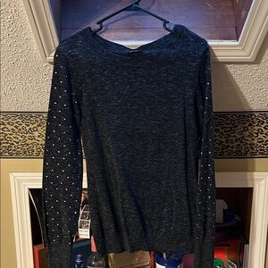 Women's Black Sweater with rhinestone sleeves